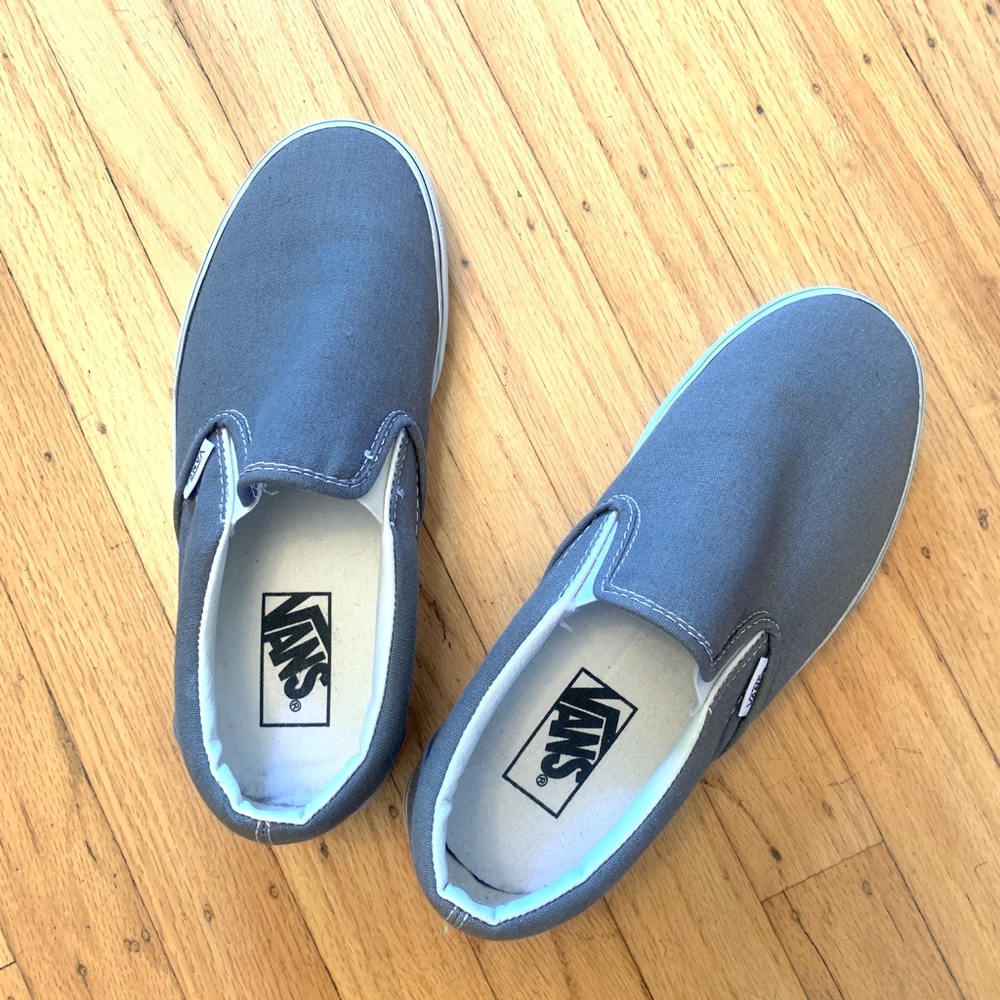 Vans Slip Ons - Like New - Grey  Mens 6.5 Womens 8